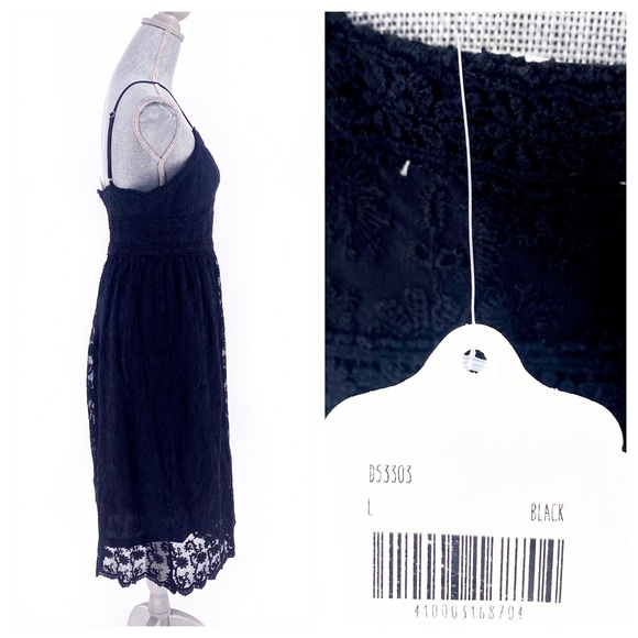 Altar’d State Mesh Floral Crochet Sexy Black Dress - Picture 3 of 8